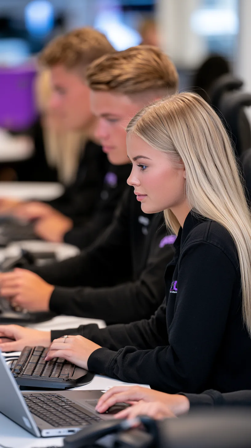 Students working through problems on laptops during an online session